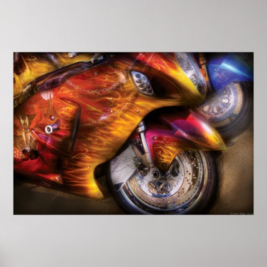 Motorrad - Flamme auf Poster (Vorne)