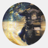 Motorrad-Flyer Runder Aufkleber (Vorderseite)