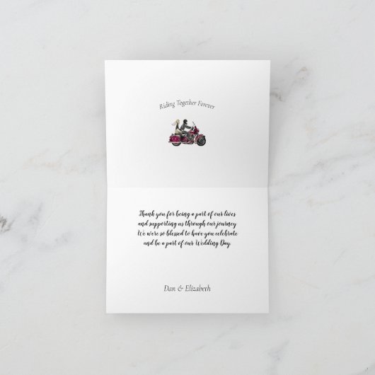 Motorrad-Foto Hochzeit Danke-Karte Karte (Innenseite)