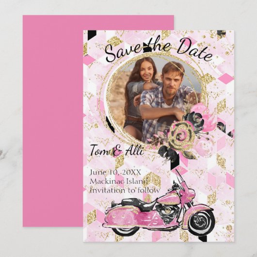 Motorrad-Foto Save the Date (Vorne/Hinten)