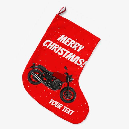 Motorrad - frohe Weihnachten Großer Weihnachtsstrumpf (Vorderansicht (hängend))