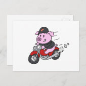Motorrad "Funny Schweinefahren" | Farbe wählen Postkarte (Vorne/Hinten)