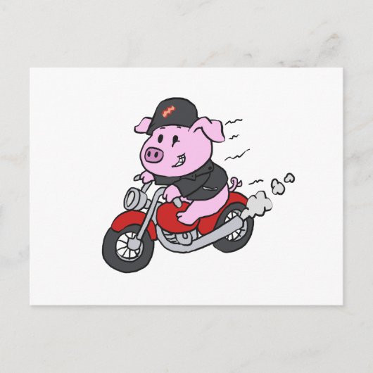 Motorrad "Funny Schweinefahren" | Farbe wählen Postkarte (Vorderseite)
