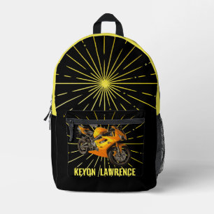 Motorrad für Black & Gold Boy Bedruckter Rucksack