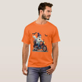 Motorrad für Ghost mit Blume Halloween T-Shirt (Vorne ganz)