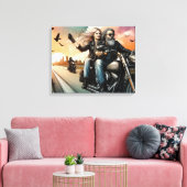 Motorrad für Männer und Frauen auf der Autobahn-Le Leinwanddruck (Insitu (Wohnzimmer))