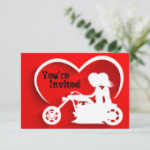 Motorrad für Paare, Einladung zur Hochzeit im Herz (Stehend Vorderseite)