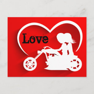Motorrad für Paare, Herz und Liebe Postkarte