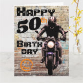 Motorrad "Geburtstag 50. noch Got Karte (Gelbe Blume)