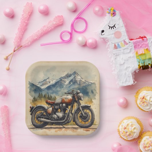 MOTORRAD Geburtstag oder Junggesellenabschied Pappteller (Party)