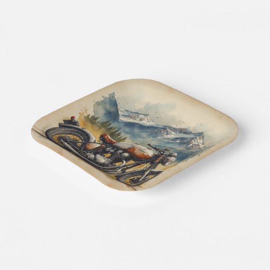 MOTORRAD Geburtstag oder Junggesellenabschied Pappteller (Gewinkelt)