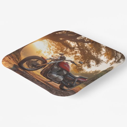 Motorrad Geburtstag Pappteller (Gewinkelt)