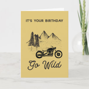 Motorrad-Geburtstag-Wild-werden im Vintage-Look Karte
