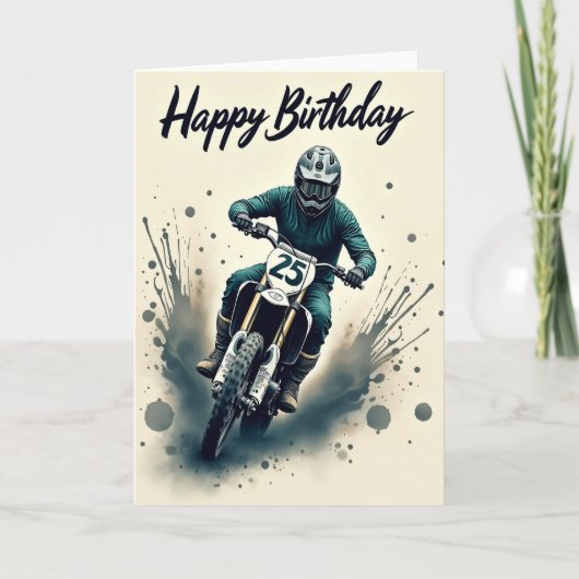 Motorrad-Geburtstagsillustrationskarte Karte (Vorderseite)
