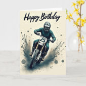 Motorrad-Geburtstagsillustrationskarte Karte (Gelbe Blume)