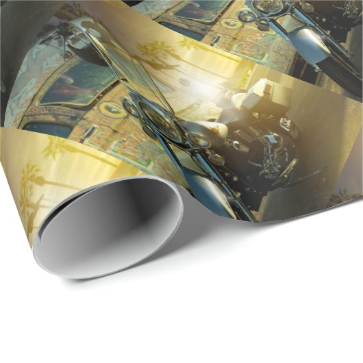 Motorrad Geschenkpapier (Rolleneckpunkt)