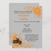 Motorrad grau, schwarz, orange Hochzeit Einladung (Vorne/Hinten)