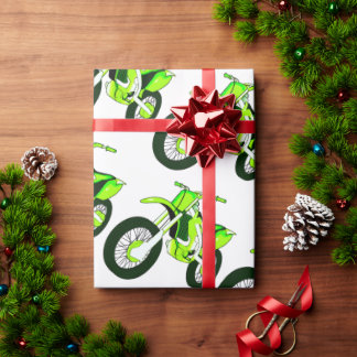 Motorrad Grünes Verpackungspapier Dirtbike 🚲 Geschenkpapier