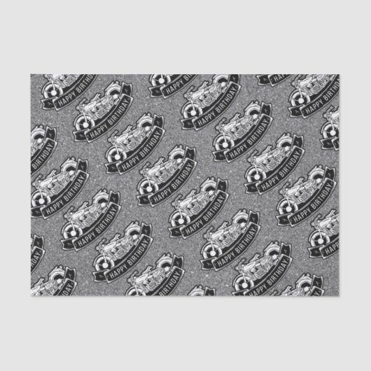 Motorrad-Happy Geburtstag Party Dekoration Seidenpapier (Vorderseite)