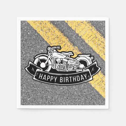 Motorrad-Happy Geburtstag Party Servieren Serviette (Vorderseite)