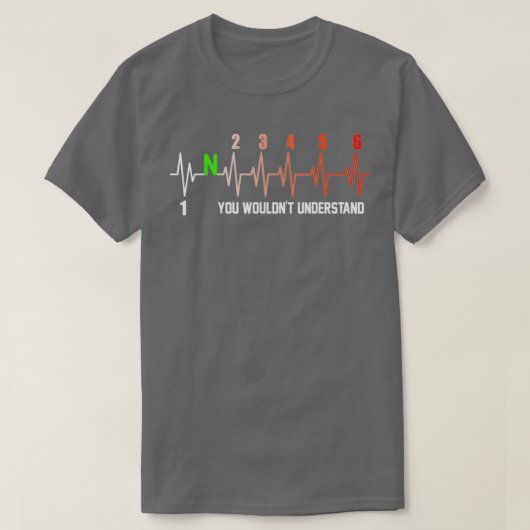 Motorrad-Heartbeat 1 Runter 5 hoch T-Shirt (Design vorne)