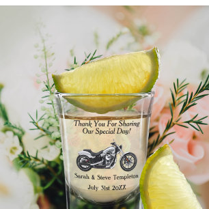 Motorrad-Hochzeit danken Ihnen, Namen zu datieren Schnapsglas