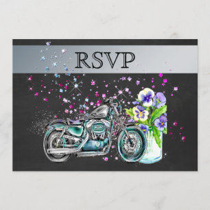 Motorrad-Hochzeit RSVP mit Mason Jar Einladung