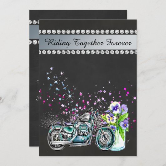 Motorrad-Hochzeits-Einladung mit Weckglas Einladung (Vorne/Hinten)