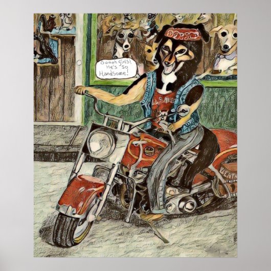 Motorrad 🏍️ Hund 🐕 Poster (Vorne)