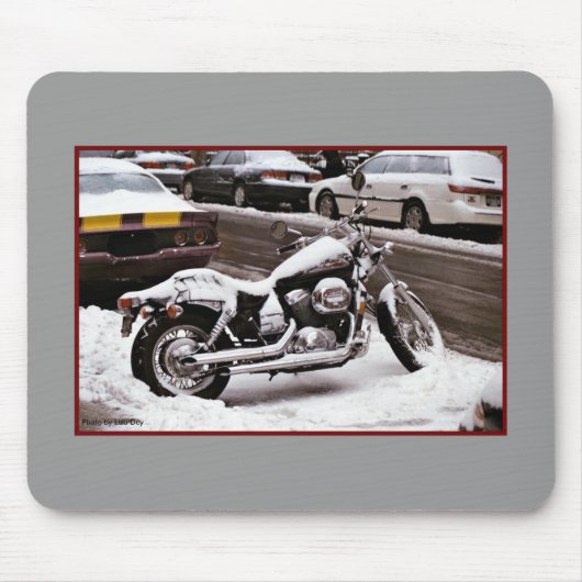 "Motorrad im Winter" Mousepad (Vorne)