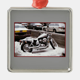 "Motorrad im Winter" Ornament Aus Metall