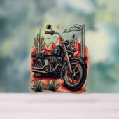 Motorrad im Wüstenkaktus-Western-Set Acrylschild (Neutral)