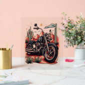 Motorrad im Wüstenkaktus-Western-Set Acrylschild (Hochzeit)