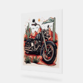 Motorrad im Wüstenkaktus-Western-Set Acrylschild (Winkel)