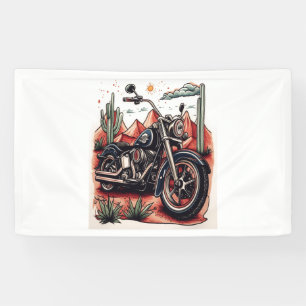 Motorrad im Wüstenkaktus-Western-Set Banner