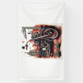 Motorrad im Wüstenkaktus-Western-Set Banner (Vertikal)