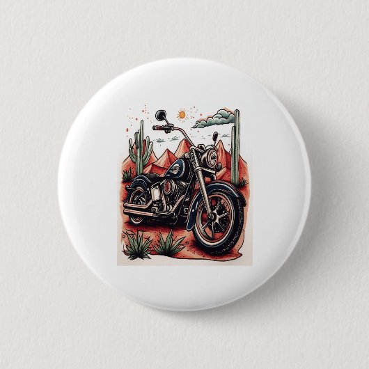 Motorrad im Wüstenkaktus-Western-Set Button (Vorderseite)