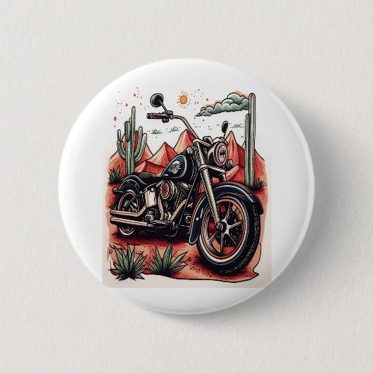 Motorrad im Wüstenkaktus-Western-Set Button (Vorderseite)