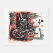 Motorrad im Wüstenkaktus-Western-Set Fleecedecke (Vorderseite (Horizontal))