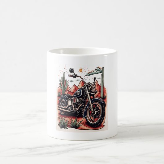 Motorrad im Wüstenkaktus-Western-Set Kaffeetasse (Mittel)