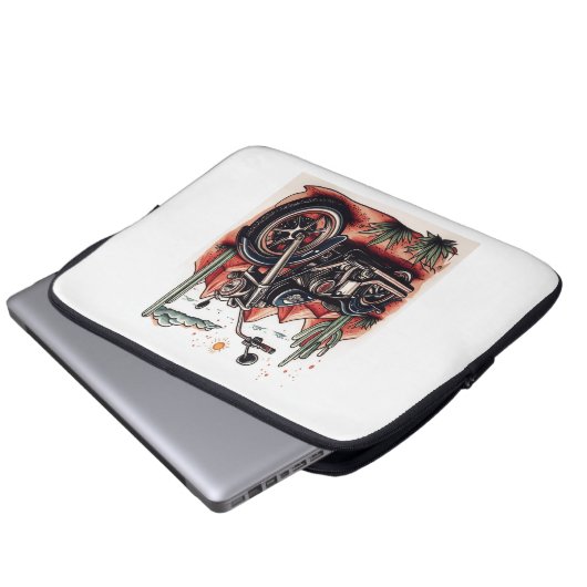 Motorrad im Wüstenkaktus-Western-Set Laptopschutzhülle (Vorne Knopf)