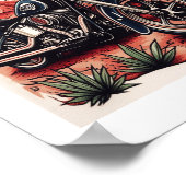 Motorrad im Wüstenkaktus-Western-Set Poster (Ecke)