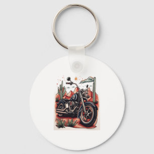 Motorrad im Wüstenkaktus-Western-Set Schlüsselanhänger