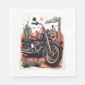 Motorrad im Wüstenkaktus-Western-Set Serviette (Vorderseite)