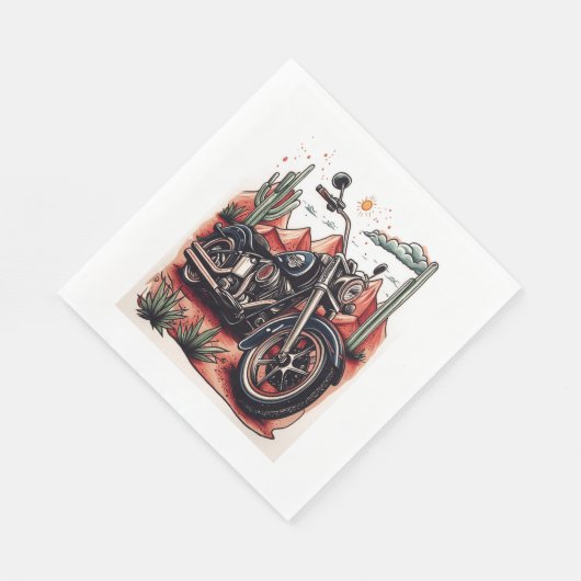Motorrad im Wüstenkaktus-Western-Set Serviette (Ecke)