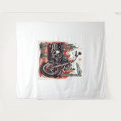 Motorrad im Wüstenkaktus-Western-Set Wandteppich (Vorderseite (Horizontal))