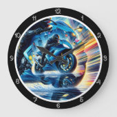 Motorrad in Bewegung Große Wanduhr (Vorderseite)