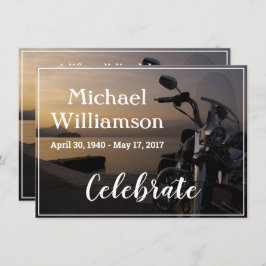 Motorrad in der Nähe der Wasserfeier des Lebens Einladung