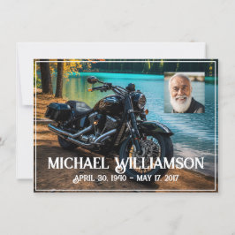 Motorrad in der Nähe der Wasserfeier des Lebens Einladung