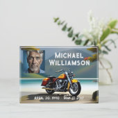 Motorrad in der Nähe der Wasserfeier des Lebens Einladung (Stehend Vorderseite)